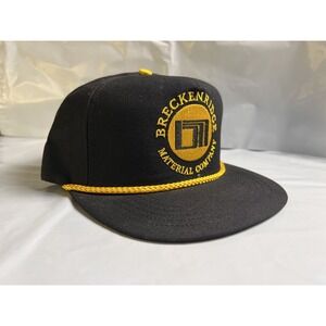 Vintage Black Yellow Snapback Trucker Hat Rope 1990s Construction Made In USA